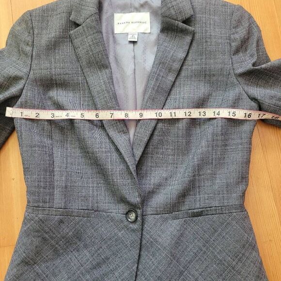 Banana Republic stretch grey blazer wool blend plaid fit & flare office business - Picture 11 of 15